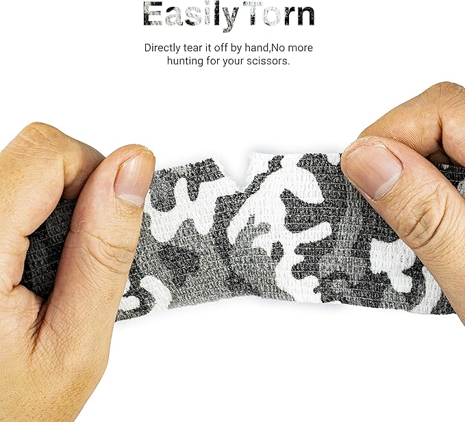 FRESINIDER 9 Rolls Self Adhesive Wrap Athletic Tape Gauze, Breathable Elastic Cohesive Bandage for Sports Injury & Pet (7 Pcs 2" x 5 Yards + 2 Pcs 1" X 5 Yards) (City Camo)