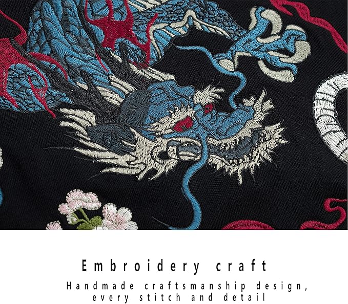 XYXIONGMAO Embroiderd Streetwear Dragon Tiger Fight Hoodies Men Japanese Black Hip Hop Graphic Hoodie Techwear Sweatshirt