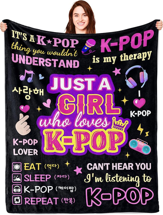 Turelos Kpop Merch, Kpop Blanket, Kpop Gifts, K Pop Birthday Decorations, K Pop Blanket 60x50in, Kpop Gifts for Girls/Women, Kpop Merchandise, Kpop Blankets for Girls for Christmas Birthday