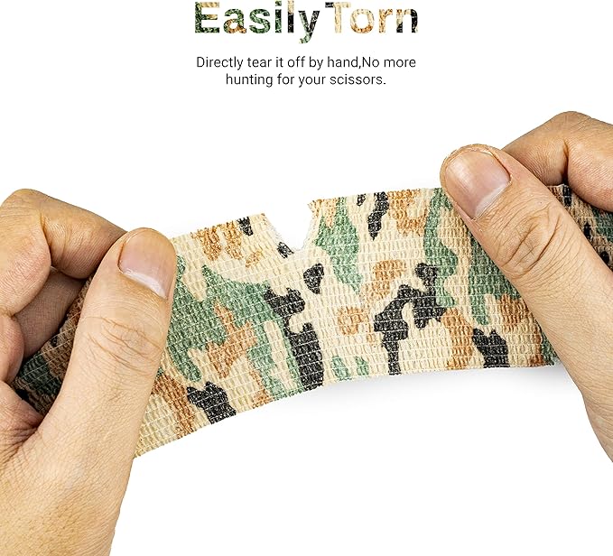 FRESINIDER 9 Rolls Self Adhesive Wrap Athletic Tape Gauze, Breathable Elastic Cohesive Bandage for Sports Injury & Pet (7 Pcs 2" x 5 Yards + 2 Pcs 1" X 5 Yards) (German Woodland Camo)