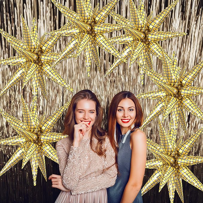 6PCS Star Balloons Disco, 22 Inch Large Gold Star Balloon Foil Balloons Christmas Party Balloon for Birthday Christmas Disco Bachelorette Wedding Anniversary Party Backdrops Decorations