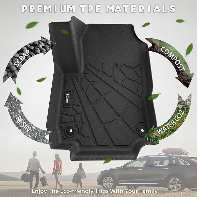 KARPAL Floor Mats for 2018-2024 Chevy Equinox (Not for EV) / GMC Terrain, All-Weather TPE Custom Fit Floor Liners Cargo Liner Car Accessories
