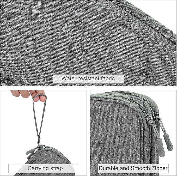 FYY Travel Cable Organizer Pouch Electronic Accessories Carry Case Portable Waterproof Double Layers All-in-One Storage Bag for Cord, Charger, Phone, Earphone Dark Grey